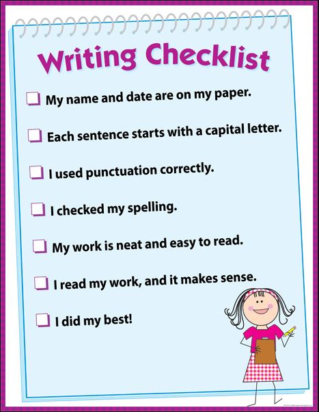 WRITING CHECKLIST CHART