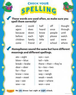 CHECK YOUR SPELLING CHART